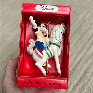 Schmid Porcelain Mickey Mouse Riding a Carousel Horse Christmas Ornament
